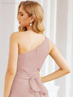 One Shoulder Bridesmaid Dresses Long Formal Prom Gowns 28048