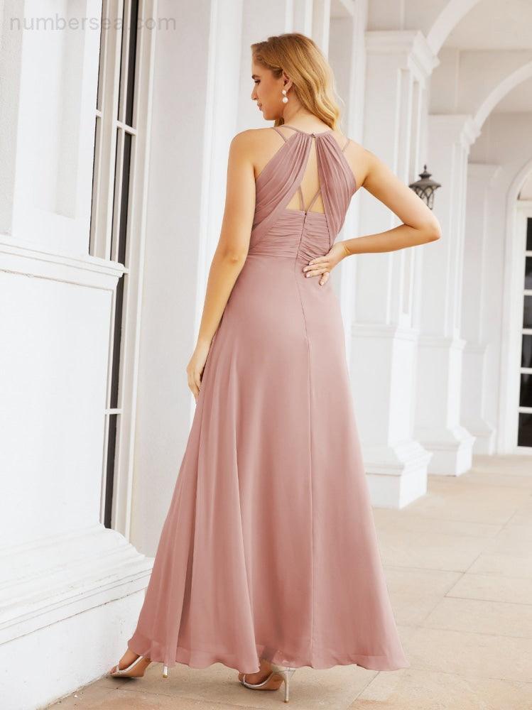 Double Spaghetti Straps Bridesmaid Dresses for Women Long Formal Party Dress Side Split 28051