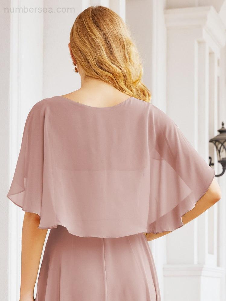 Bridesmaid Dresses for Wedding Formal Evening Party Prom Gown with Cape 28050