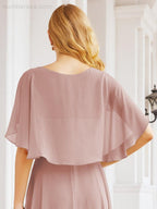 Bridesmaid Dresses for Wedding Formal Evening Party Prom Gown with Cape 28050