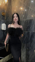 Classy Black Long Prom Dress With Split Black Evening Dress Y6419