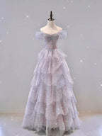 Gorgeous Ball Gown Off The Shoulder Tulle Prom Dress Evening Dress Y7580