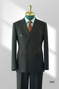 Double Breasted Charcoal Pinstripe Wool Suit For Formal Groom And Business