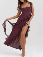 Mulberry Ruffle Maxi Dress