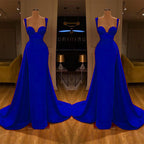 Stunning Long Sweetheart Mermaid Satin Prom Dresses with High Slit