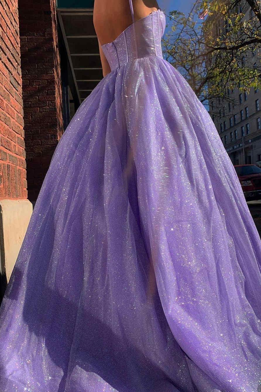 Lavender Straps Long Formal Dress SYP85