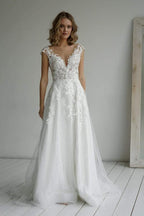 A-line Elegant Glitter fabric Sweetheart Wedding Dress With Appliques