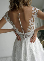 A-line Elegant Glitter fabric Sweetheart Wedding Dress With Appliques