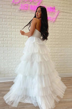 Strapless Pleated Multi-Layers Tulle Prom Dress SYP148