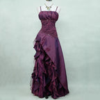 Msikoods Vintage Evening Dress 2026 Lace Appliques Beading Luxury Prom Dress Boho Ruched Pleats Party Gown Customized