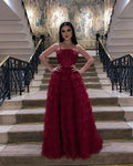 Elegant Strapless A-line Multi-layered Evening Dress Chic Gala Dress Y5331