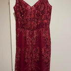 Charming Red Mermaid Lace Appliques Prom Dress,Evening Dress Winter Dance Dress Y4345