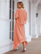 Chiffon Plus Size Mother of Bride Dresses with Jacket Formal Dresses for Wedding SEA28073