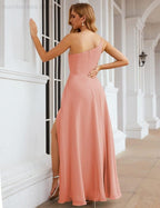 One Shoulder Chiffon Bridesmaid Dresses Long Formal Homecoming Prom Gowns for Women Party Wedding Evening SEA28052