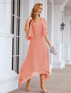 Chiffon Plus Size Mother of Bride Dresses with Jacket Formal Dresses for Wedding SEA28073