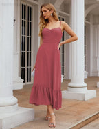 Spaghetti Strap Chiffon Bridesmaid Dress Ankle Length Formal A Line Cocktail Party Homecoming Dress for Juniors  SEA28028