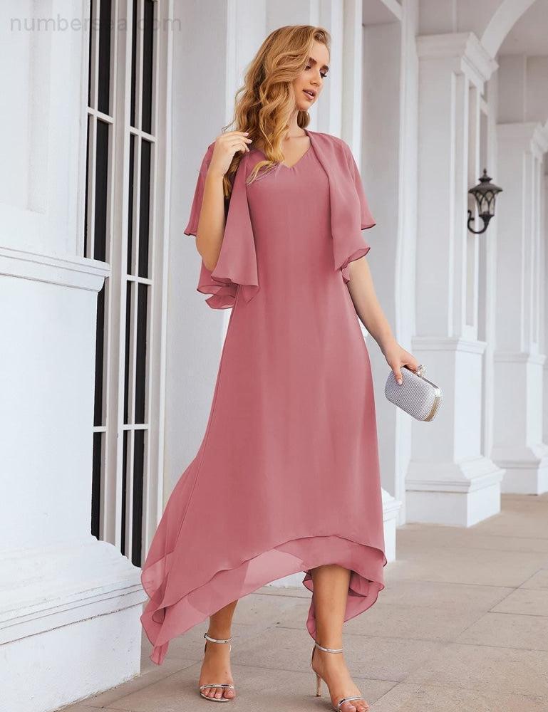 Chiffon Plus Size Mother of Bride Dresses with Jacket Formal Dresses for Wedding SEA28073