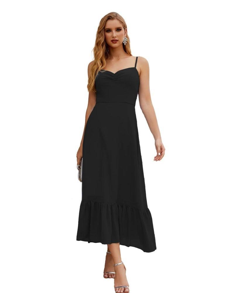 Spaghetti Strap Chiffon Bridesmaid Dress Ankle Length Formal A Line Cocktail Party Homecoming Dress for Juniors  SEA28028