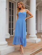 Spaghetti Strap Chiffon Bridesmaid Dress Ankle Length Formal A Line Cocktail Party Homecoming Dress for Juniors  SEA28028