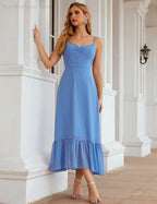 Spaghetti Strap Chiffon Bridesmaid Dress Ankle Length Formal A Line Cocktail Party Homecoming Dress for Juniors  SEA28028