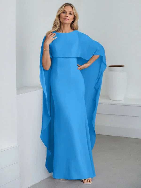 Sheath Scoop Floor-Length Chiffon Mother of the Bride Dress With Cascading Ruffles