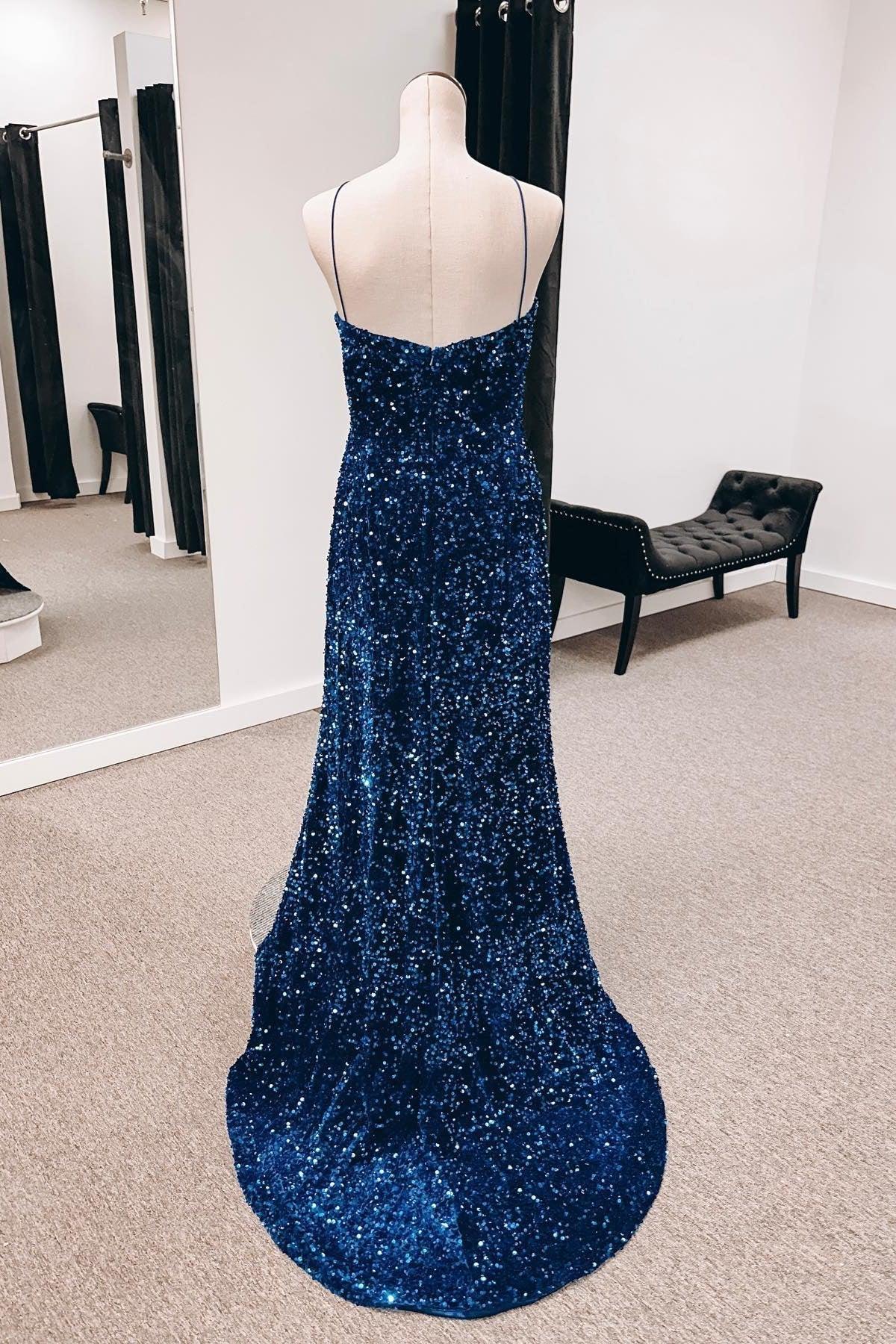 Cut Out Prom Dresses with Slit Spaghetti Strap Prom Dress SYP146