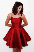 Yellow A-line Homecoming Dress With Pockets, Simple Graduation Dress