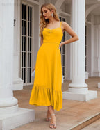 Spaghetti Strap Chiffon Bridesmaid Dress Ankle Length Formal A Line Cocktail Party Homecoming Dress for Juniors  SEA28028