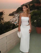 Sexy White Tight Evening Dress Aesthetic Outfit Dress Y4664
