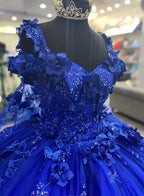 Royal Blue Sweet 16 Princess Ball Gown Quinceanera Dresses with Train for Girls Prom Party Evening Long,Y2479