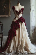 Unique One Shoulder Chiffon 3D Flowers Appliques Evening Dress Formal Party Prom Dress Y8382