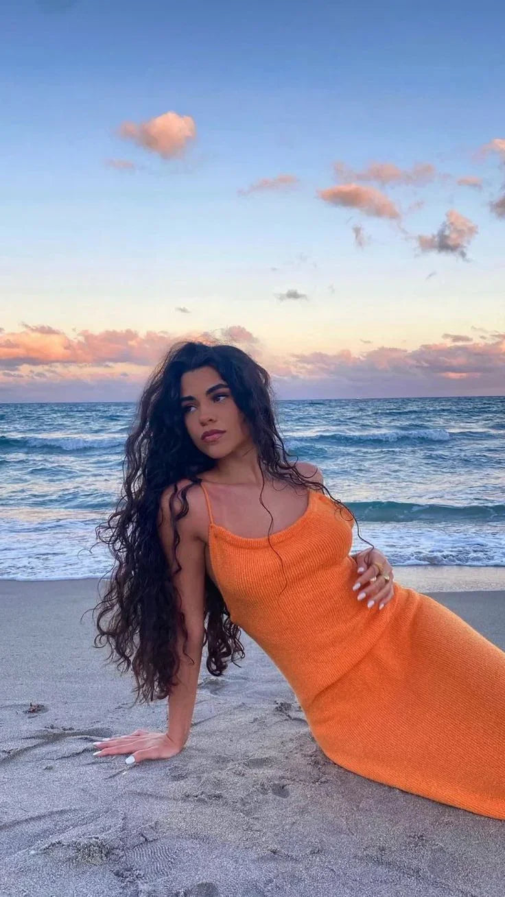 Sexy Orange Evening Dress Orange Beach Dress Y5288