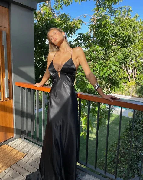 Simple Black Spaghetti Straps Long Mermaid Prom Dress Evening Dress Y8294