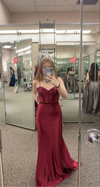 Fashion Burgundy Spaghetti Straps Mermaid Evening Dress Burgundy Prom Gown Y6430