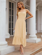 Spaghetti Strap Chiffon Bridesmaid Dress Ankle Length Formal A Line Cocktail Party Homecoming Dress for Juniors  SEA28028