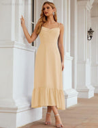 Spaghetti Strap Chiffon Bridesmaid Dress Ankle Length Formal A Line Cocktail Party Homecoming Dress for Juniors  SEA28028