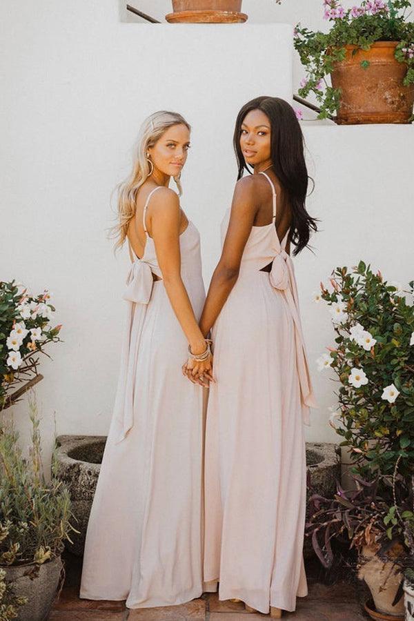 Chiffon Spaghetti Straps Neckline A-line Bridesmaid Dresses  BD093