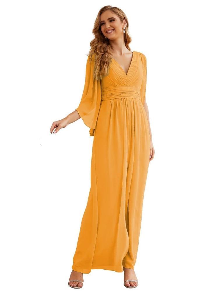 Chiffon Bridesmaid Dresses with Split for Women Wedding Long Party Prom Gown Flutter Sleeve SEA28045