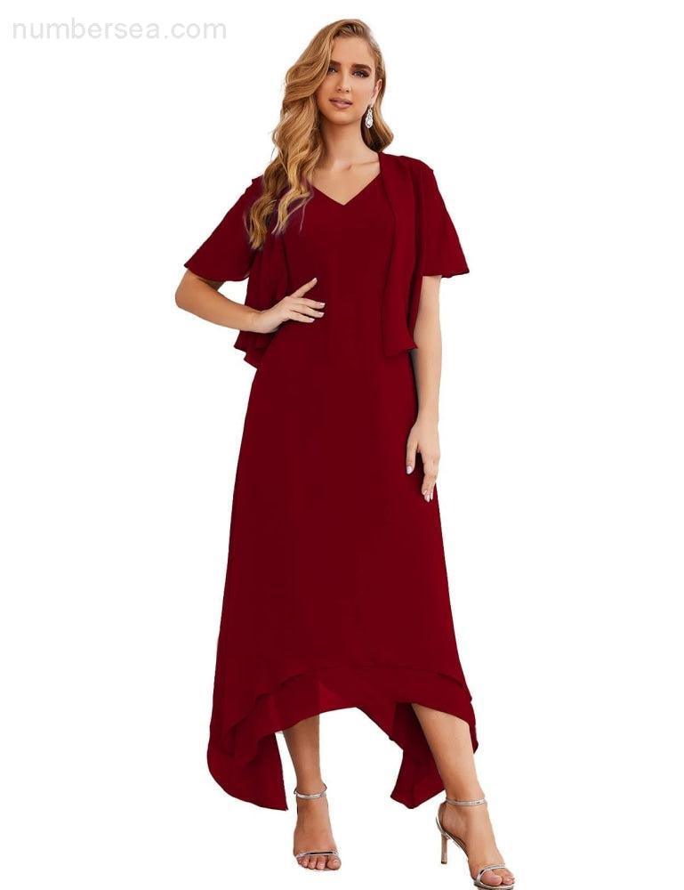 Chiffon Plus Size Mother of Bride Dresses with Jacket Formal Dresses for Wedding SEA28073