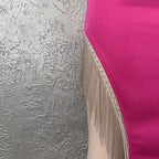 Women's Sexy Shiny Slit Fringe Bandage Dress Elegant Long Evening Dress Y407