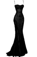 Sexy Black Lace Mermaid Evening Dress Classy Prom Dress Y7836