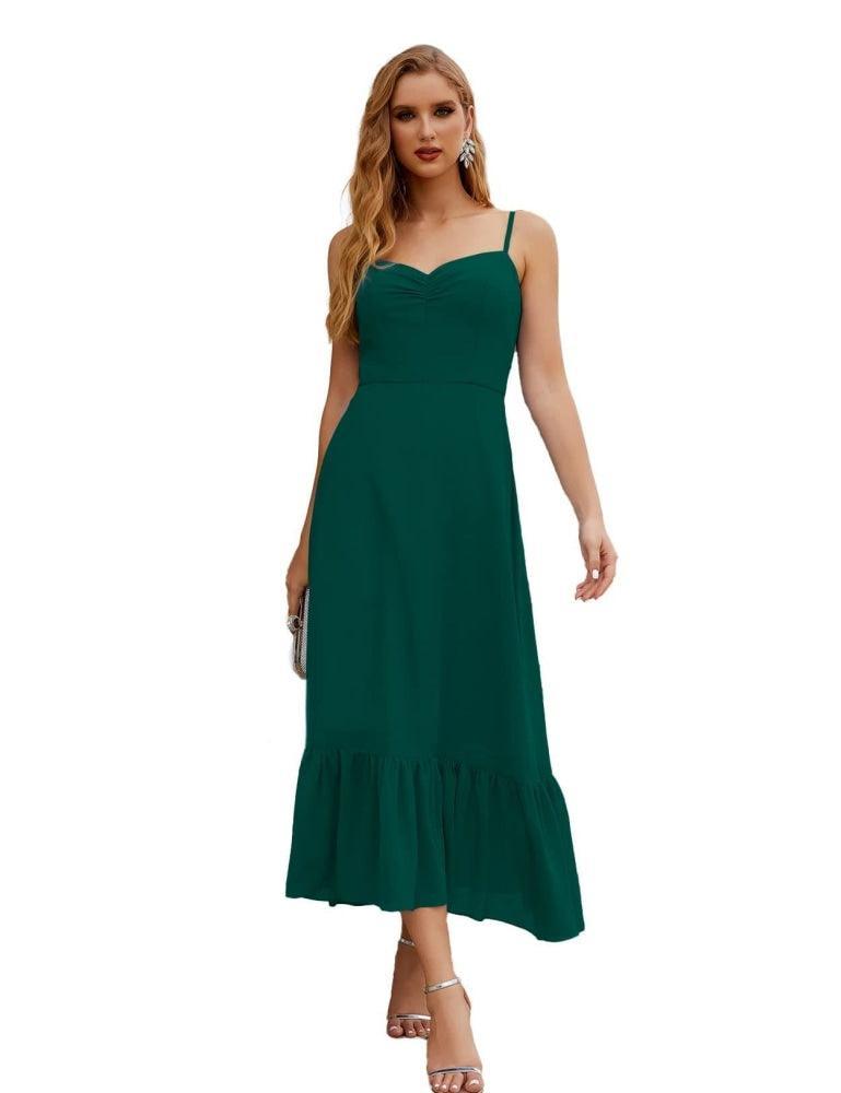 Spaghetti Strap Chiffon Bridesmaid Dress Ankle Length Formal A Line Cocktail Party Homecoming Dress for Juniors  SEA28028