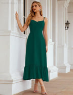 Spaghetti Strap Chiffon Bridesmaid Dress Ankle Length Formal A Line Cocktail Party Homecoming Dress for Juniors  SEA28028