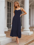 Spaghetti Strap Chiffon Bridesmaid Dress Ankle Length Formal A Line Cocktail Party Homecoming Dress for Juniors  SEA28028