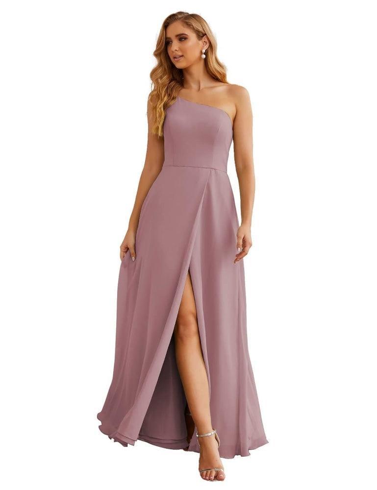 One Shoulder Chiffon Bridesmaid Dresses Long Formal Homecoming Prom Gowns for Women Party Wedding Evening SEA28052