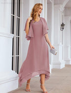 Chiffon Plus Size Mother of Bride Dresses with Jacket Formal Dresses for Wedding SEA28073