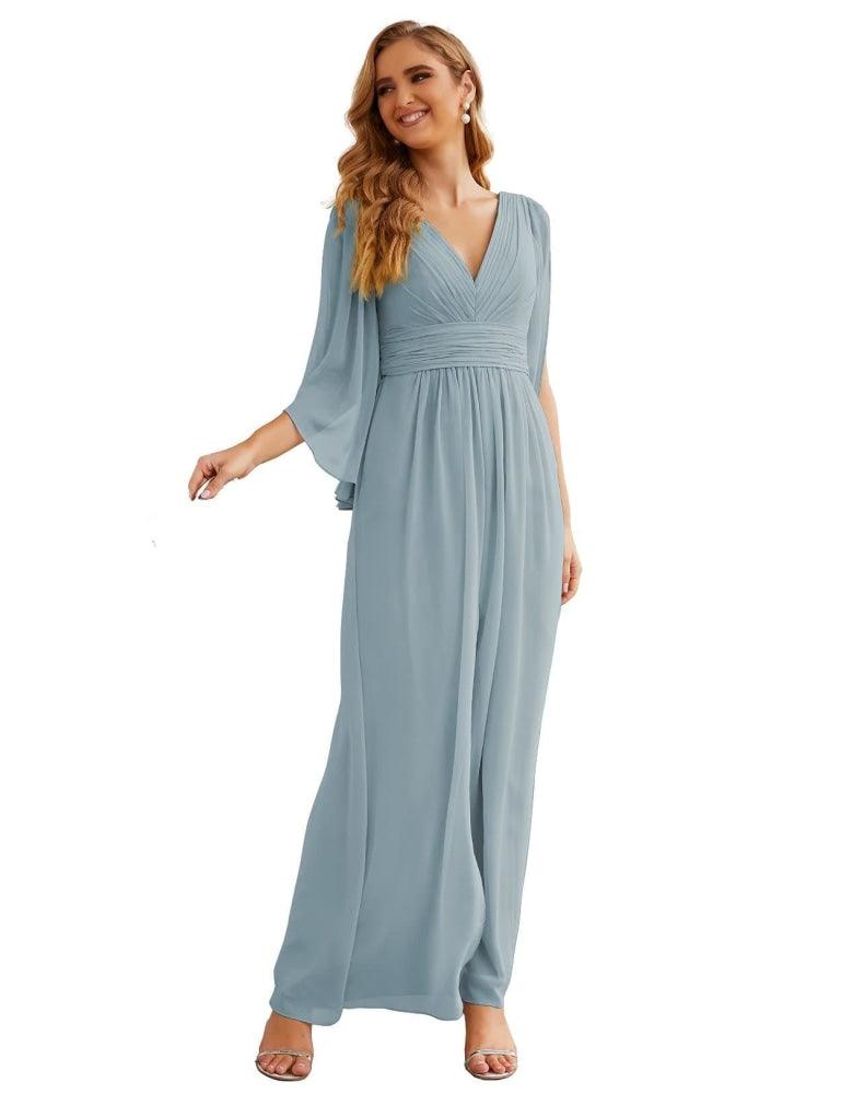Chiffon Bridesmaid Dresses with Split for Women Wedding Long Party Prom Gown Flutter Sleeve SEA28045