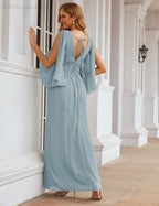 Chiffon Bridesmaid Dresses with Split for Women Wedding Long Party Prom Gown Flutter Sleeve SEA28045