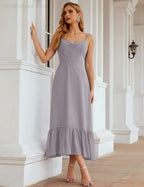 Spaghetti Strap Chiffon Bridesmaid Dress Ankle Length Formal A Line Cocktail Party Homecoming Dress for Juniors  SEA28028