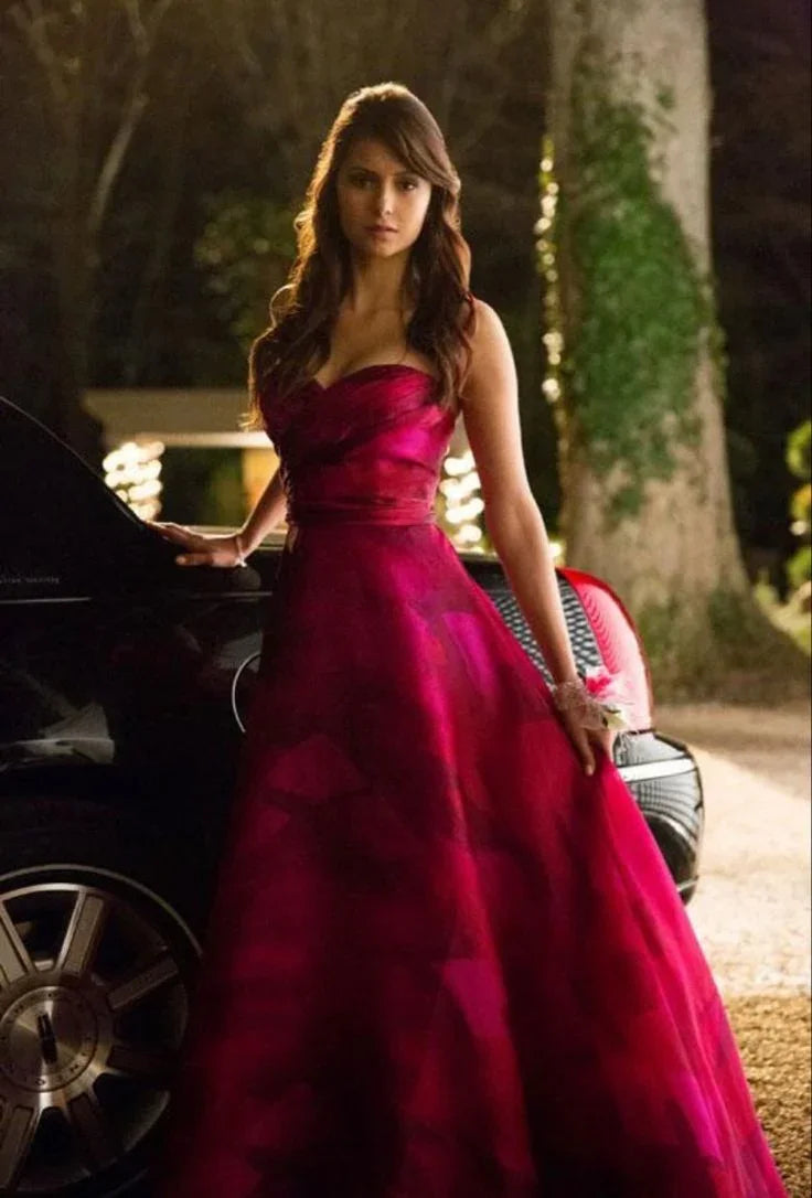 Pretty Hot Pink Strapless Long A Line Prom Dress Evening Dress Y8397